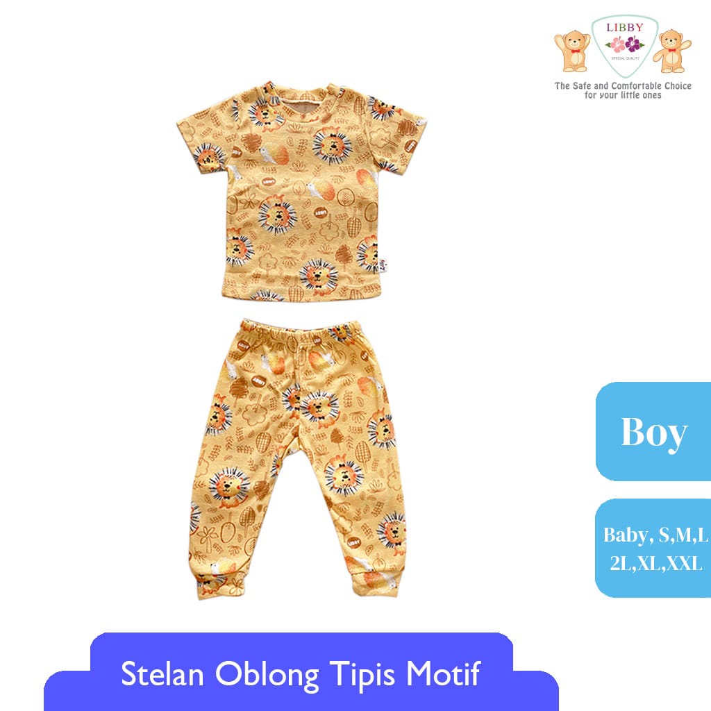 LIBBY Setelan Oblong Pendek Celana Panjang Cotton Rib Boy Play The Ground 1 stel