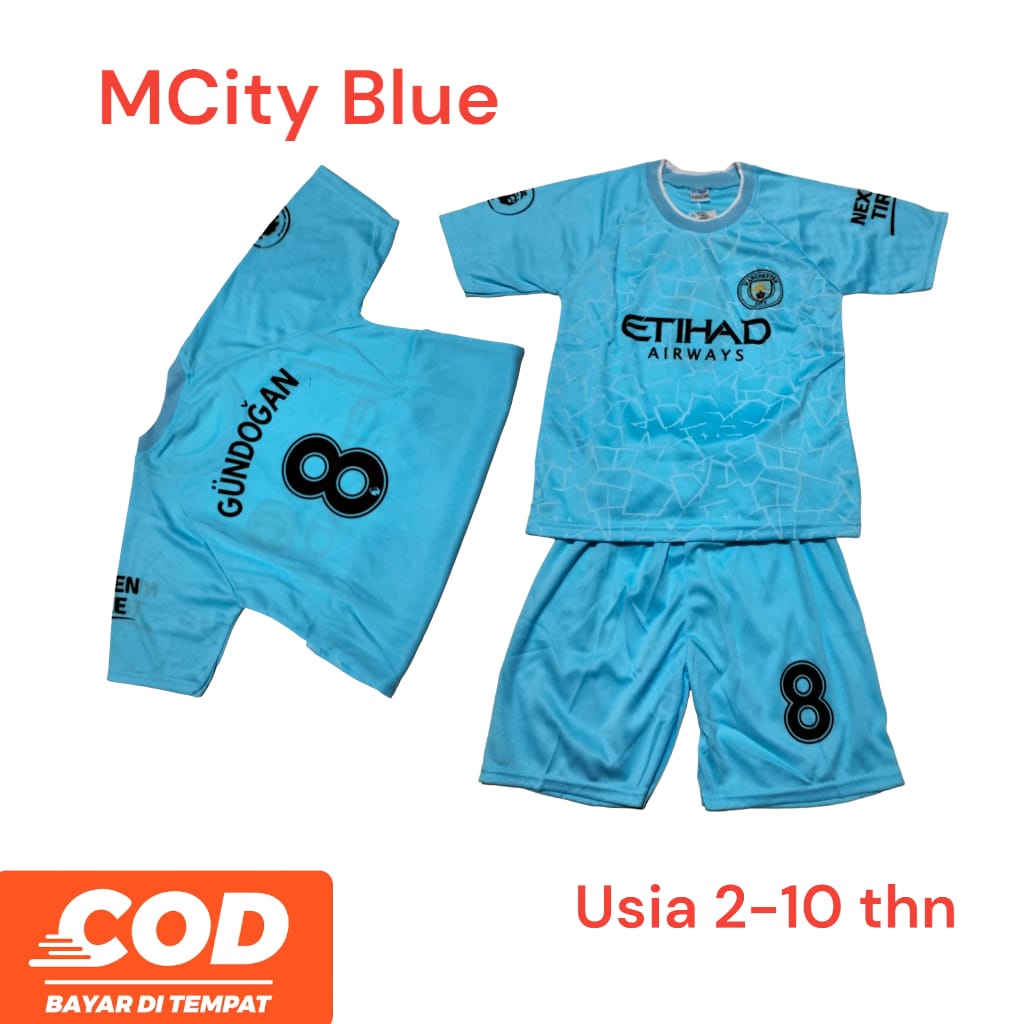 COD / SETELAN BAJU BOLA TERBARU 2023 KAOS ANAK LAKI LAKI TERMURAH PAKAIAN OLAHRAGA SEPAKBOLA KAOS FUTSAL PRIA MCITY BIRU NEW