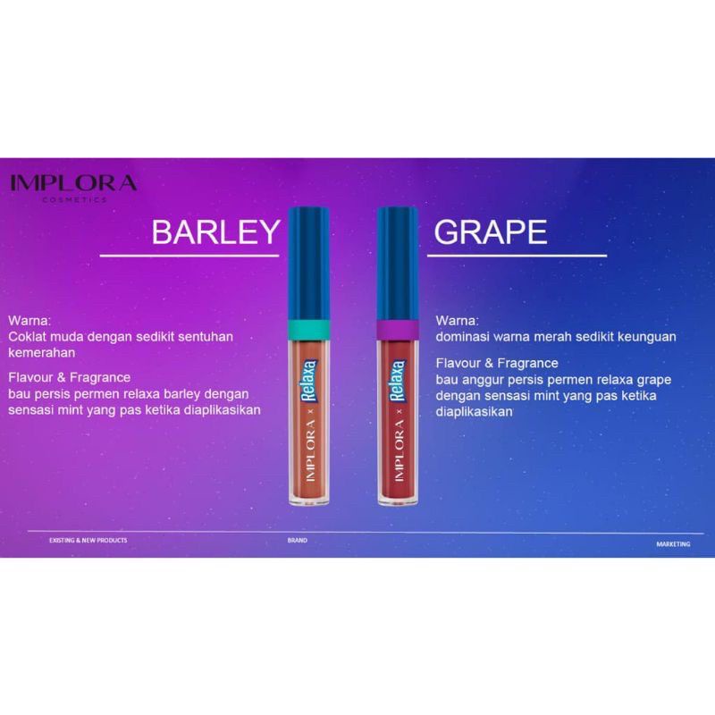 IMPLORA MATTE LIPCREAM RELAXA BARLEY &amp; GRAPE | Implora Relaxa | LIMITED EDITION