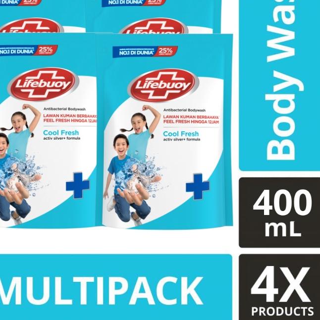 ♔ Lifebouy Sabun Cair Cool Fresh Refill 400ml (Paket Isi 4) ✫