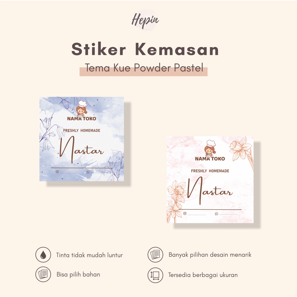 

jual label kemasan kue kering murah/edisi POWDER PASTEL/roti kering/murah/nastar/label kue lebaran/murah