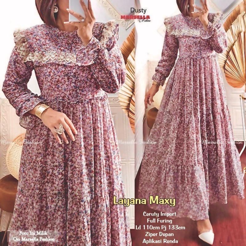 LAYANA MAXY LABEL MADANI GAMIS VIRAL KEKINIAN DRESS MUSLIMAH GAMIS TERBARU DRESS WANITA FASHION MUSL