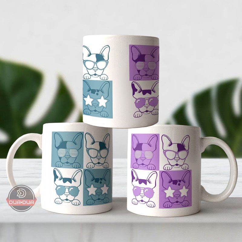Mug Keramik Kucing Collage Purple