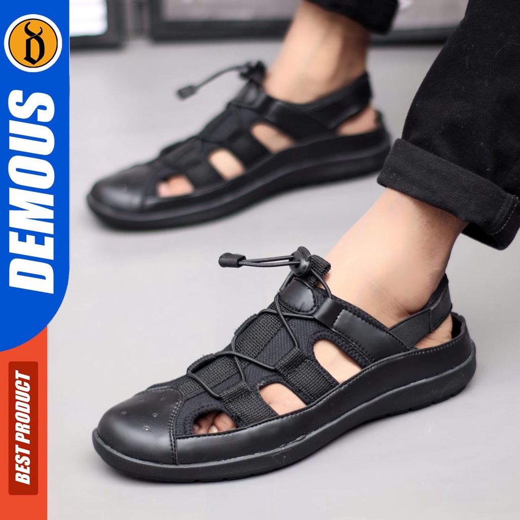 Sepatu Sendal Pria Casual Sepatu Slop Keren Kerja Outdoor Kulit Pu Original DEMOUS LEXA