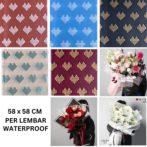 Kertas Bunga Flower Wrapping Gold Line Paper Cellophane Paper Kertas Buket Ecer KB6188