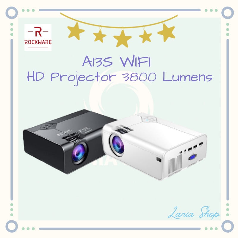 ROCKWARE A13S WIFI VERSION - HD Projector 3000 Lumens - Support 1080P