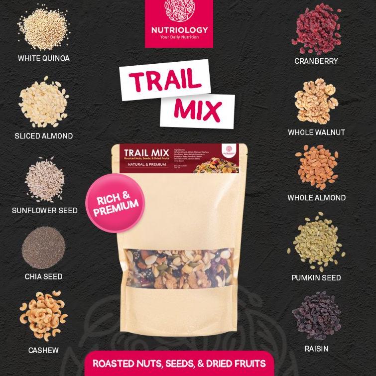 

♧ Trail Mix Nutriology 500GR - Roasted Nuts, Seeds, & Dried Fruits (Premium) ➱