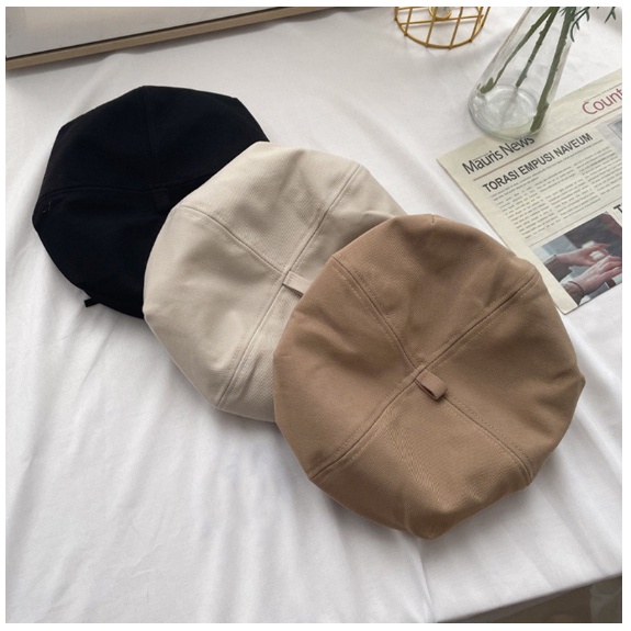 MORPHY Topi Baret Wanita CANVAS Newsboy Hat Flat Cap Kanvas Vintage Gaya Pelukis Aesthetic Retro Musim Gugur dan DinginKorea Style By Chikoisme NR