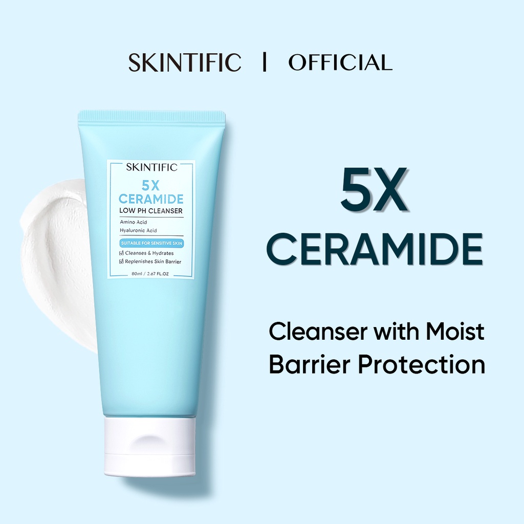 SKINTIFIC 5X Ceramide Low pH Cleanser Facial Wash Gentle Cleanser For Sensitive Skin 80ml  Face Wash