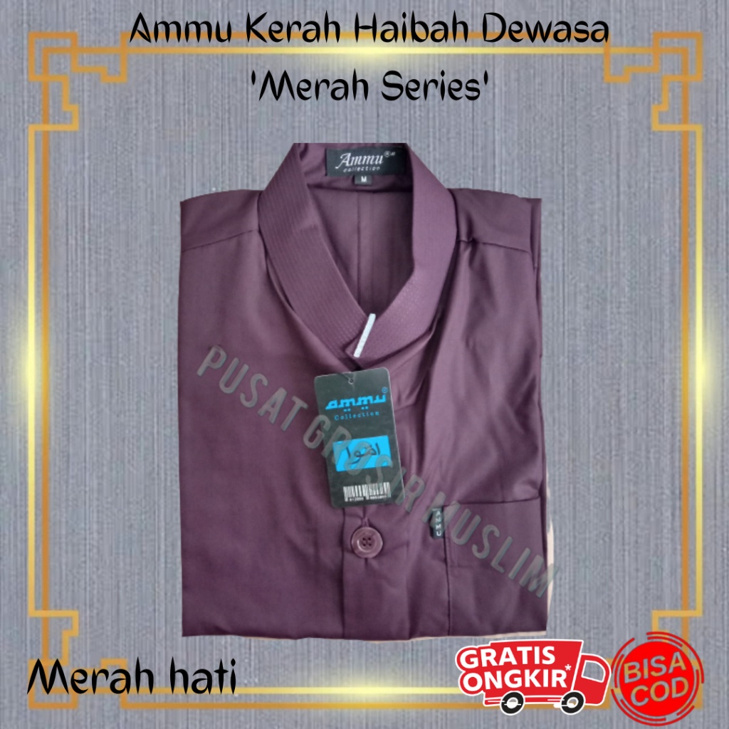 Baju Koko Ammu Haibah Dewasa Merah Hati Termurah !!!