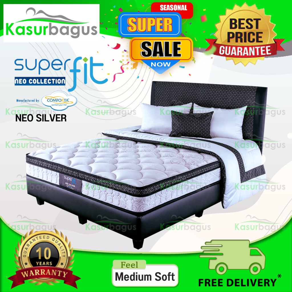Comforta SuperFit Kasur Springbed Neo Silver - Full Set 180x200