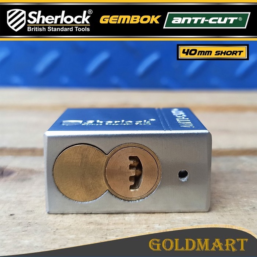 Gembok Original Sherlock Tools Anti Cut 40 mm Pendek Anti Maling