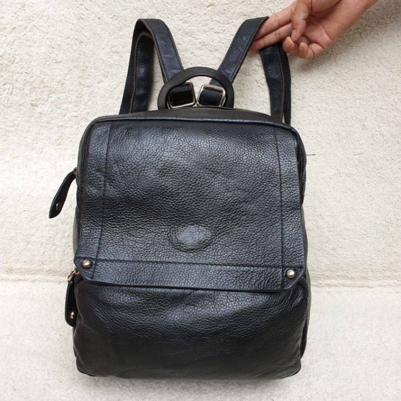 Tas Ransel Wanita Kulit Asli Hitam