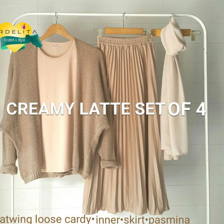 PALING LARIS PAKET HEMAT LENGKAP CREAMY LATTE SET OF 4/PAKET OOTD HIJAB PREMIUM SELEGRAM/SET ROK/SET