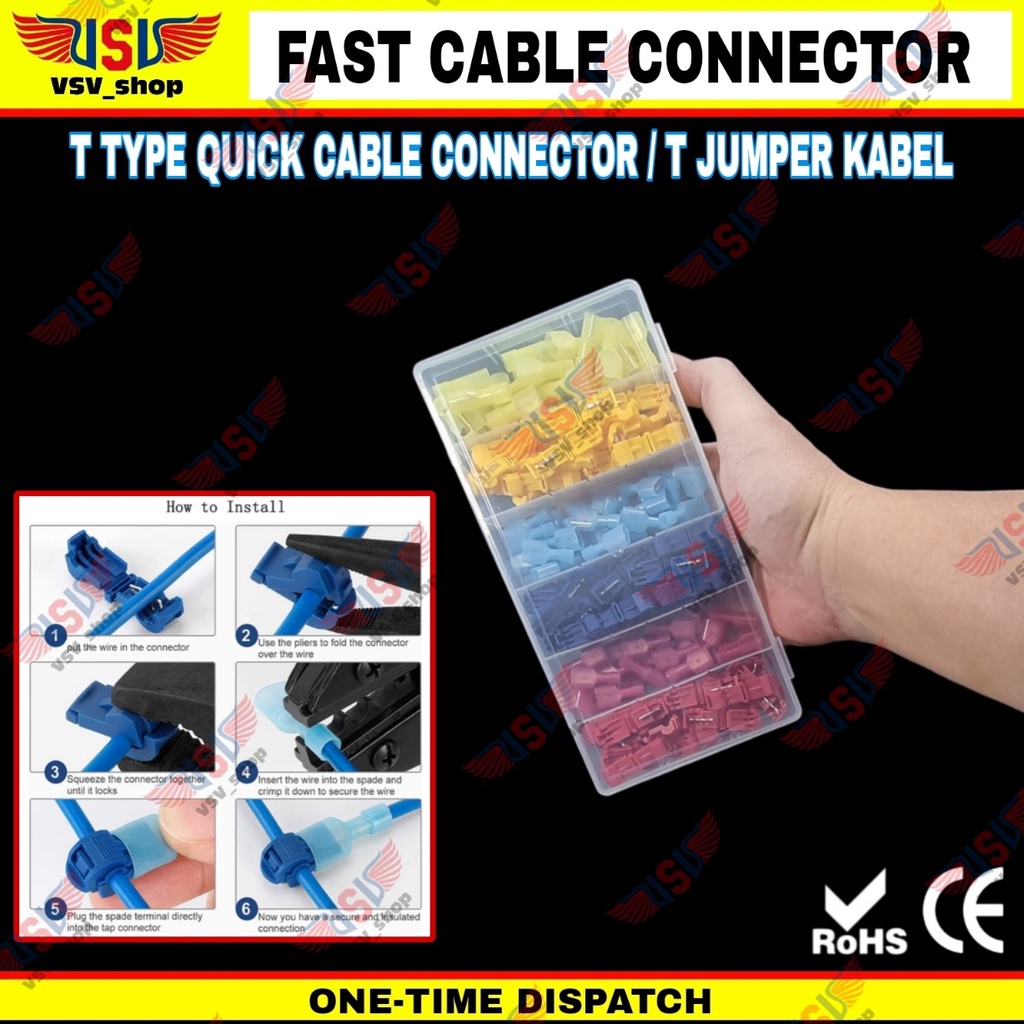 Konektor kabel listrik T Jumper Lock Quick Cable Connector Sambungan Kabel SET 120 PCS