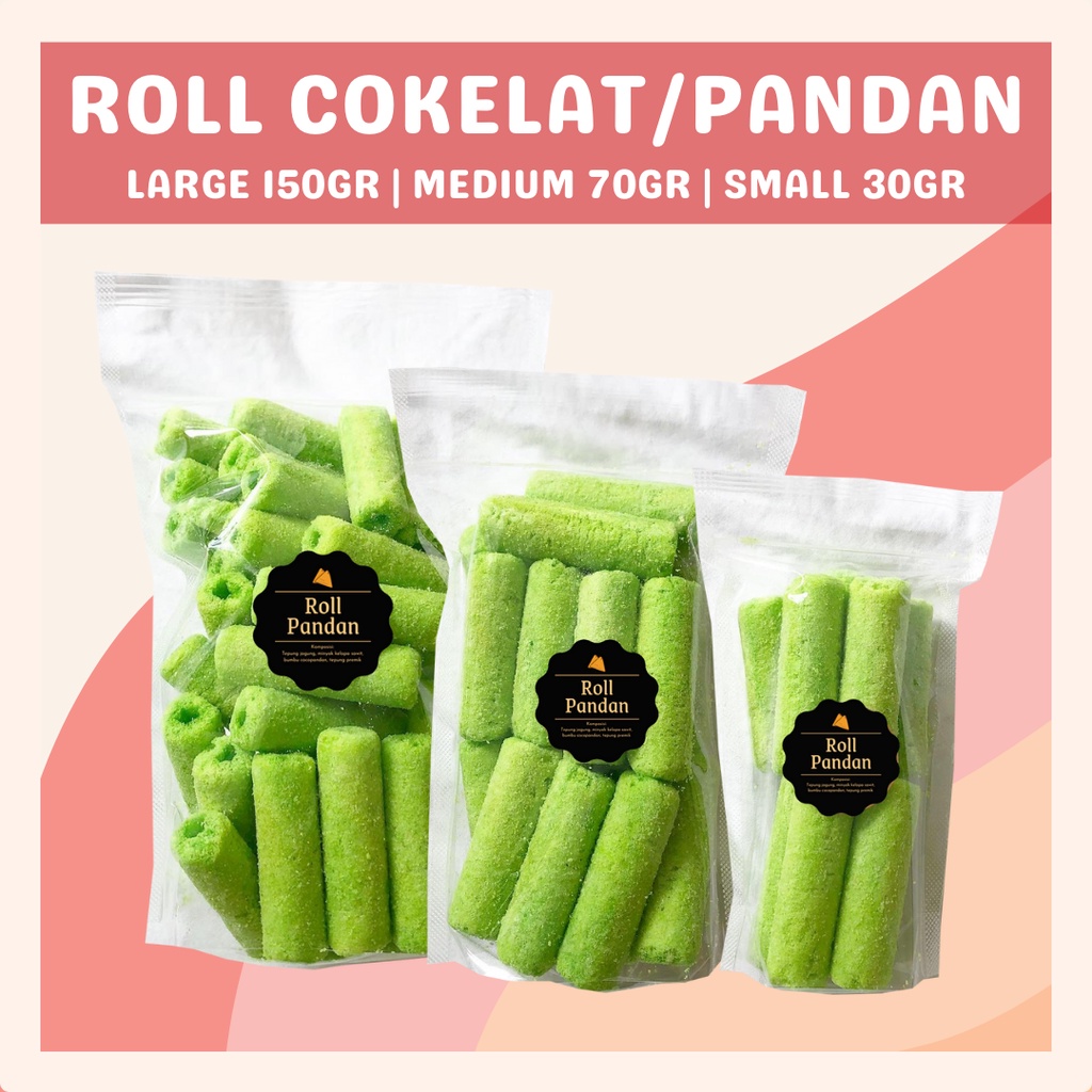 [DELISH SNACKS] Roll Cokelat / Pandan (S) 30gr / Snack Cemilan Camilan Manis