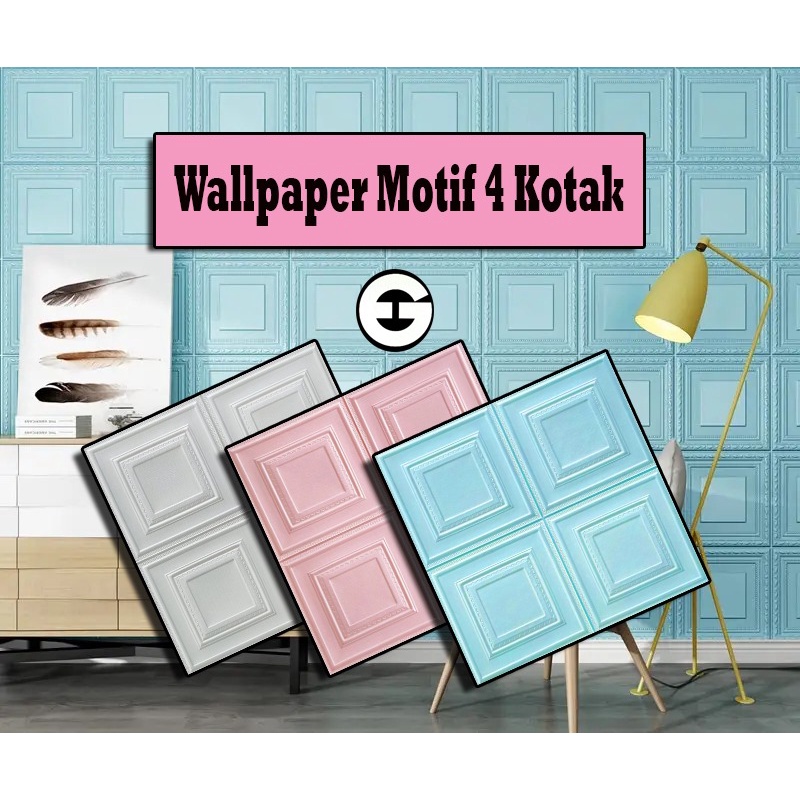 EG Wallpaper 3D Foam / Wall paper Dinding 3D Motif Foam Batik 4 Kotak More High Quality / Wallfoam 3D