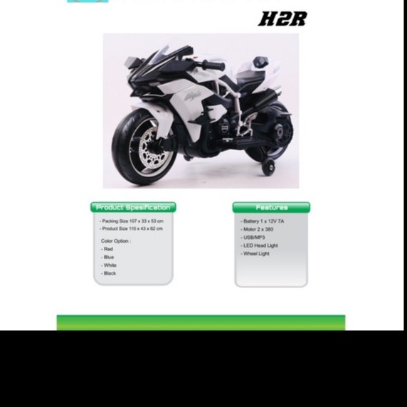 MAINAN ANAK MOTORAN AKI NINJA GP H2R TERBARU