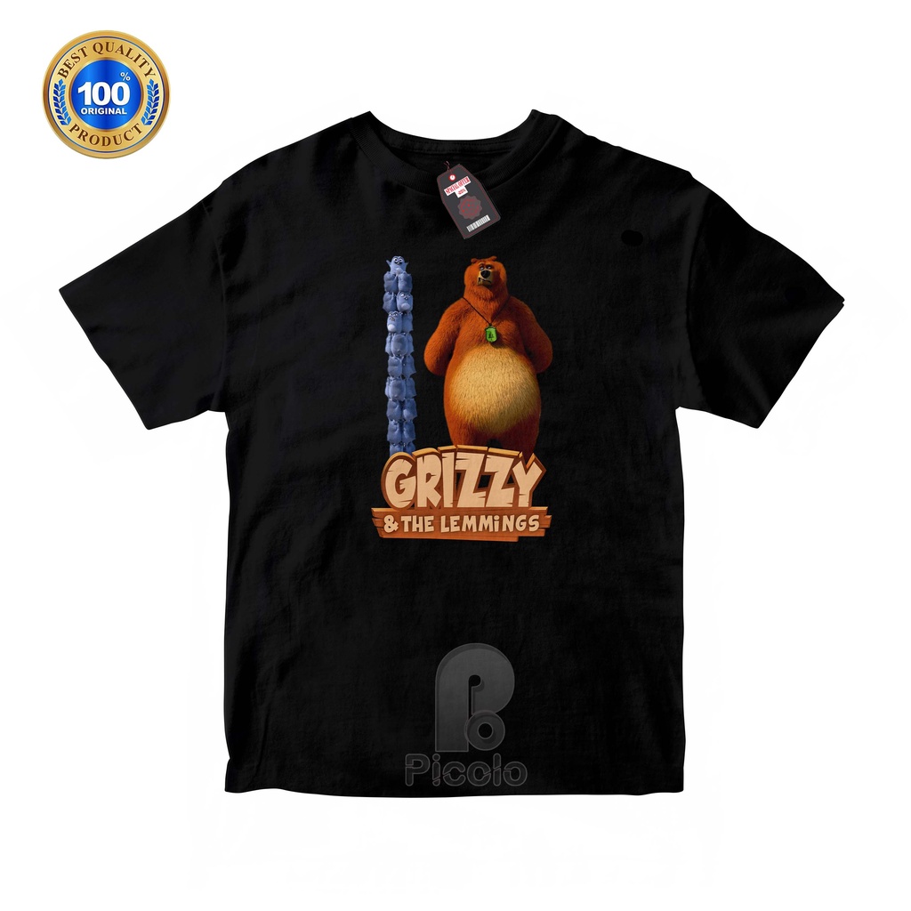 (FREE NAMA) BAJU KAOS ATASAN ANAK MOTIF KARTUN GRIZZY  AND THE LEMMINGS UNISEX Bahan COTTUN