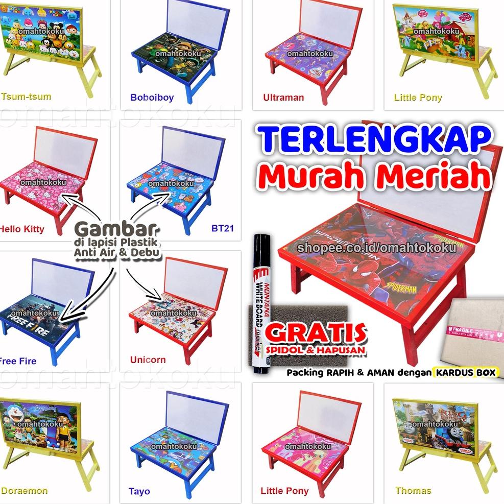 

12.12 HARGA GROSIR Meja Belajar Plus Papan Tulis Lipat Karakter Anak Minimalis GRATIS SPIDOL dan PENGHAPUS 30x40x24 mini gambar DILAPISI PLASTIK ANTI AIR