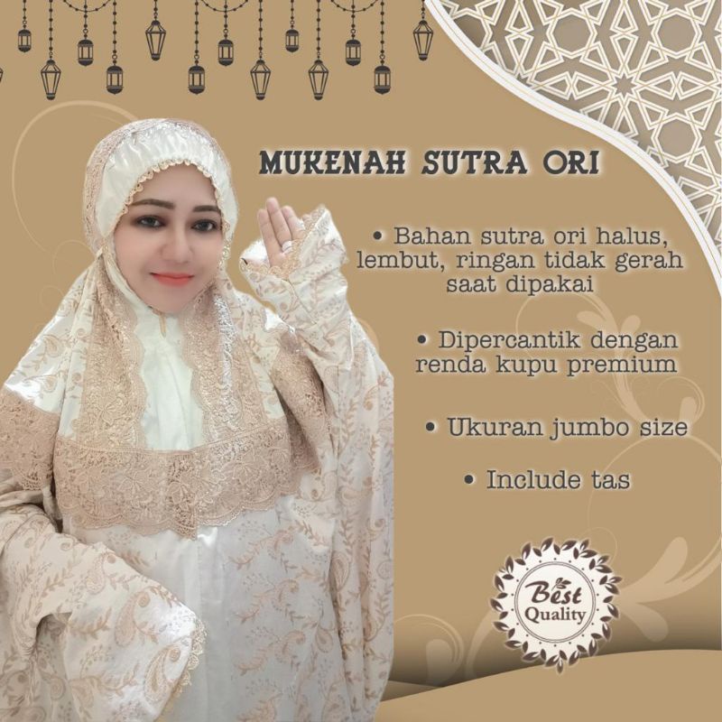 Mukena Terusan Sutra Jepang Ori renda prada termurah