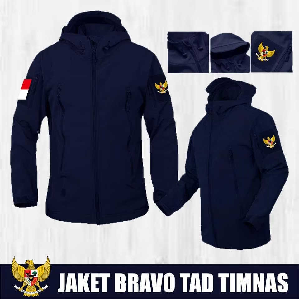 TAD Jaket Bravo Bahan Taslan Import Jacket Gunung Tad Waterproof - Jaket Garuda / Jaket Outdoor / Free logo Garuda + Bendera indonesia