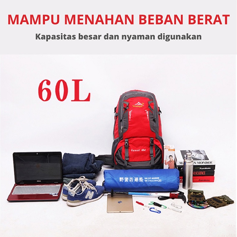 Mainland Ransel Gunung Pria Wanita 60L Tas Hiking Mendaki Backpack Traveling Outdoor TR116