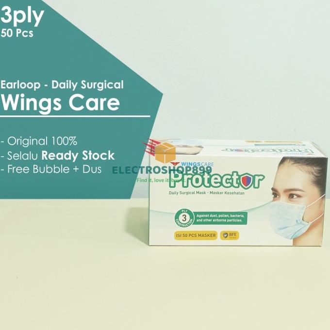 Masker Medis Bedah Surgical 3PLY Wings Protector Earloop isi 50
