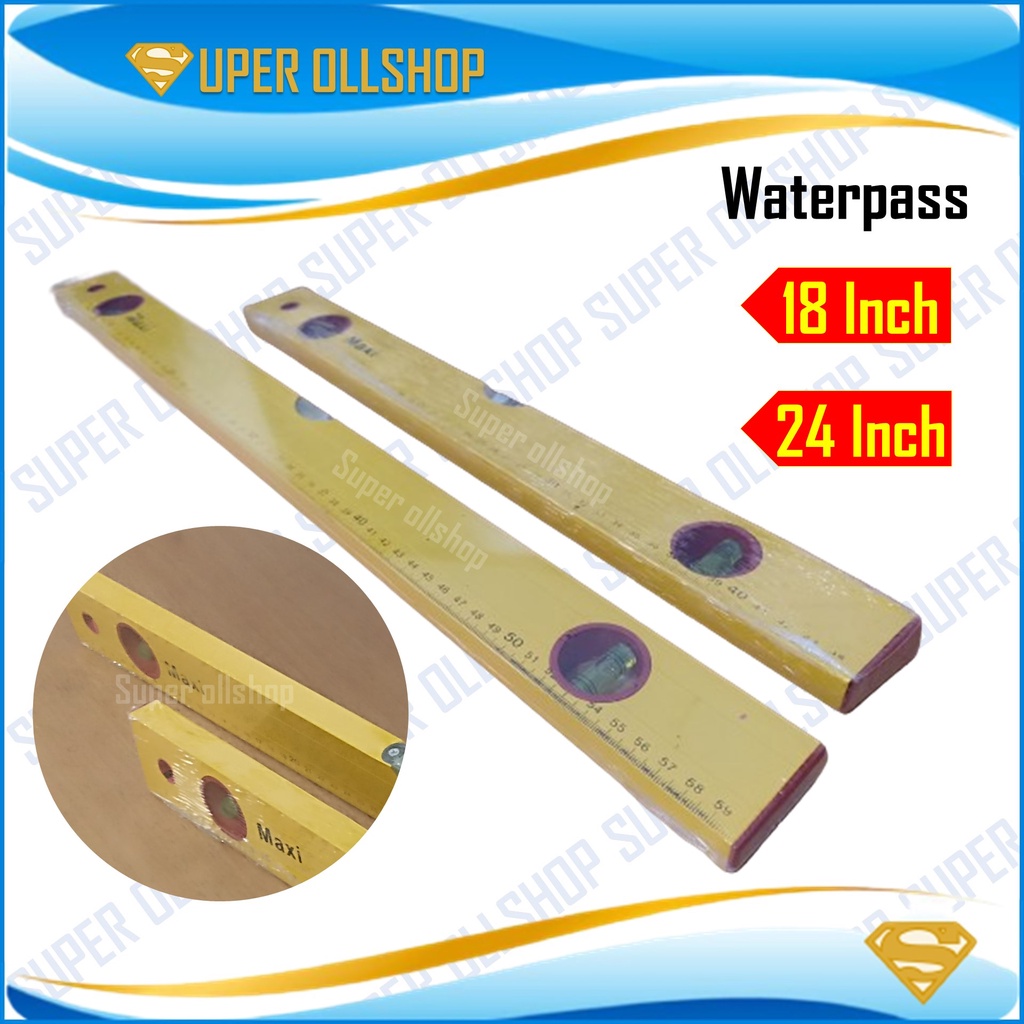 Waterpass Aluminium 18 Inch 45 Cm / Water Pas Panjang 24 Inch 60 Cm Alat Ukur Penggaris