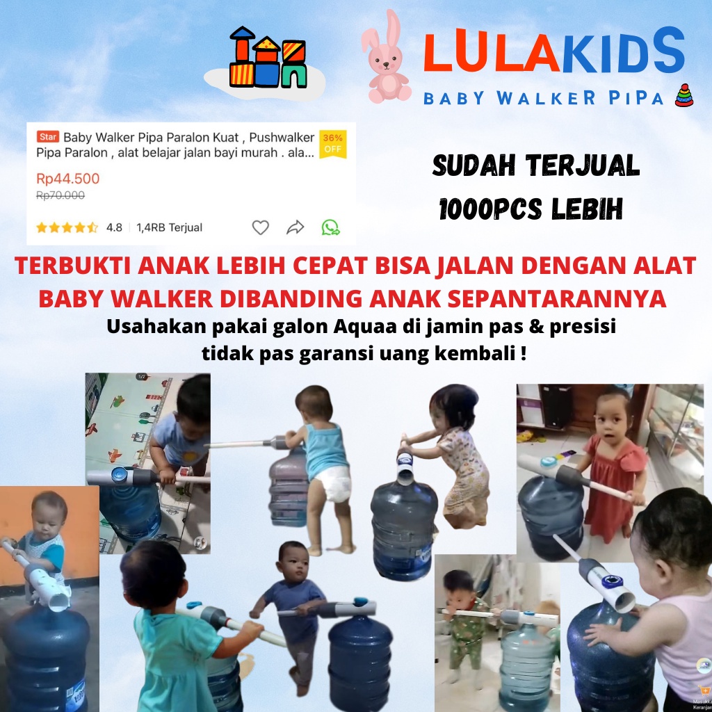 Baby Walker Pipa Paralon Kuat , Pushwalker Pipa Paralon , alat belajar jalan bayi murah . alat bantu jalan bayi, belajar bayi jalan , baby walker galon , push walker pipa galon , LulaKids , Babywalker Lulakids