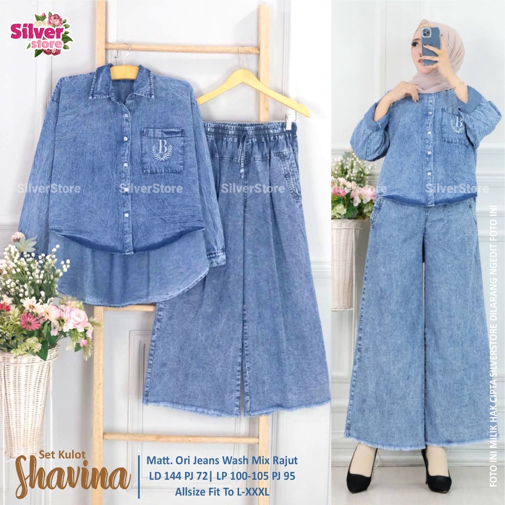 SETELAN JEANS MIX KATUN / 11.7 / GEMA JEMIMA FARRAZ HIROMI LEMANA LEMAJU SALVIA SUNFLOWER ZARRANA PARVEEN / ONE SET / ALLSIZE / FIT M-XXL / SILVER