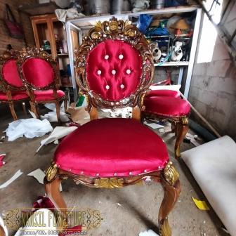 Kursi Makan Rosalia Ukiran Jepara Bahan Kayu Jati Finishing Melamine Kombinasi Loster