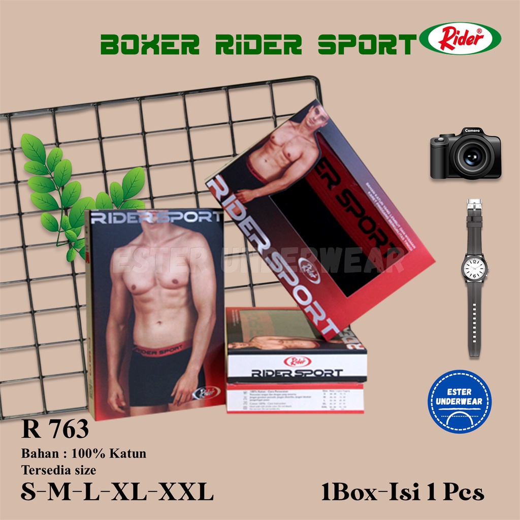 Celana Boxer Pria RIDER SPORT R 763 Isi 1 Pcs