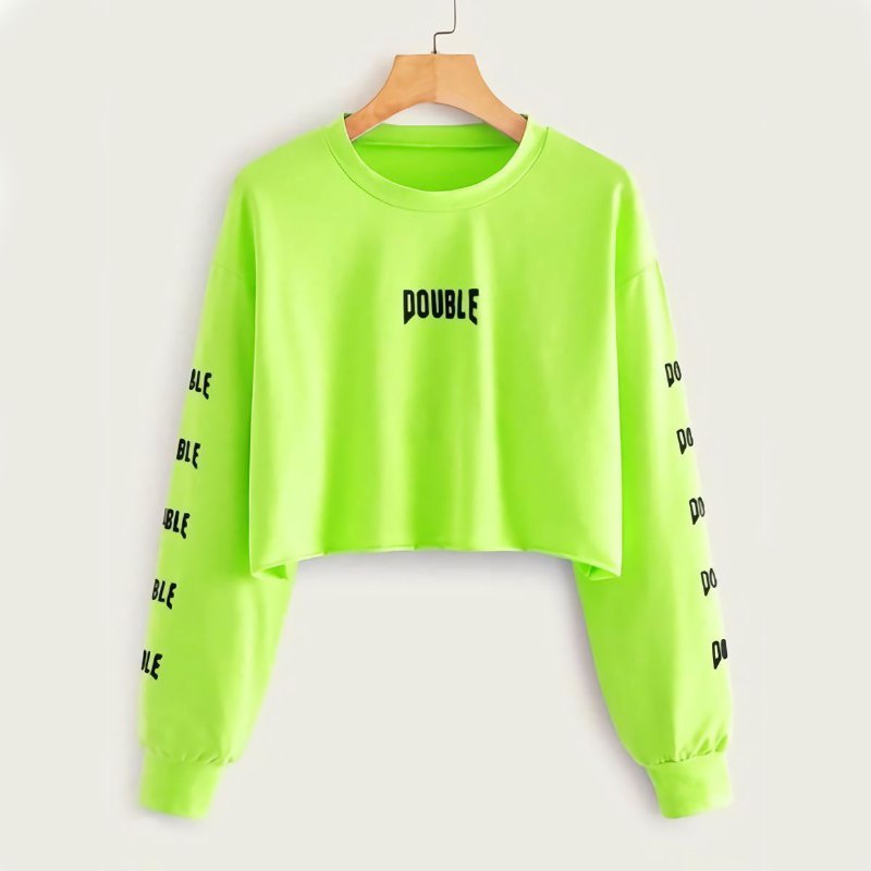 COD SUPER BEST SELLER CROP TOP SWEATER ALL SIZE M L XL 2XL 3XL 4XL 5XL 6XL SWEATER DOUBLE HIJAU NEON