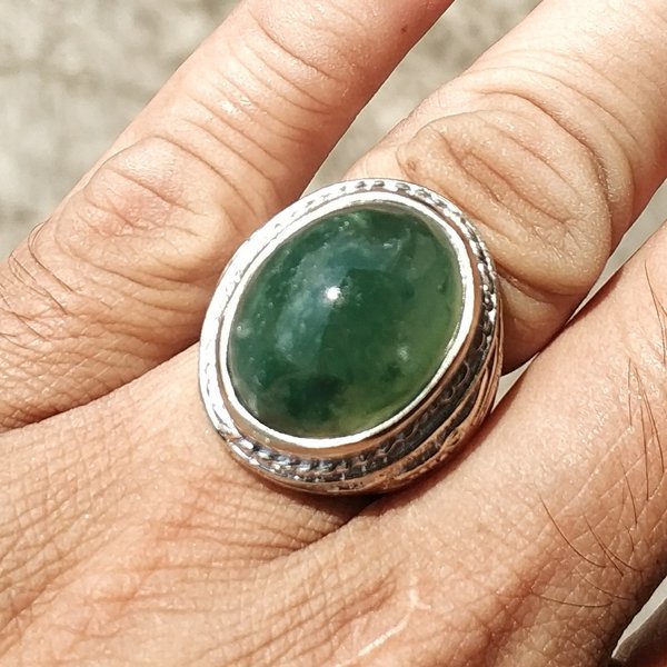 Batu Cincin NATURAL BATU AKIK CHROME CHALCEDONY IJO BOTOL LUMUT OHEN TERMURAH PGS320