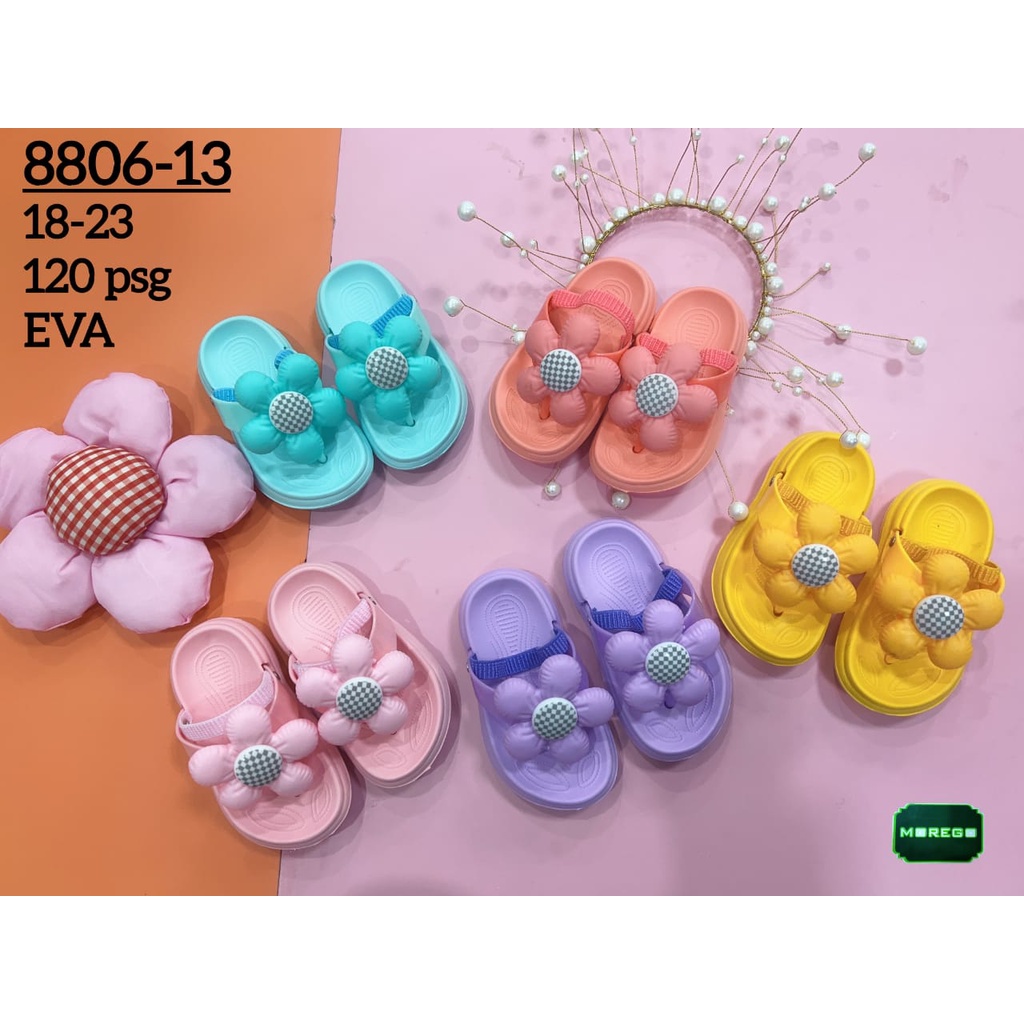 Sandal Anak Morego Let Belakang Murah Anti Slip untuk Bayi Batita Karakter Bunga Lucu Import