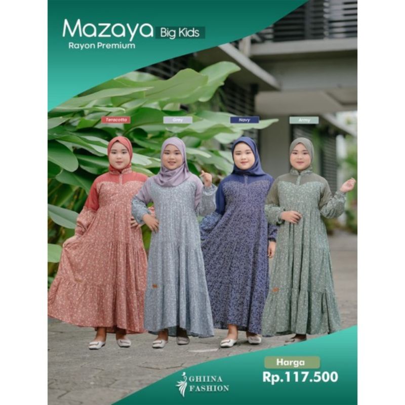 mazaya big kids by ghina fashion gamis anak remaja dress anak