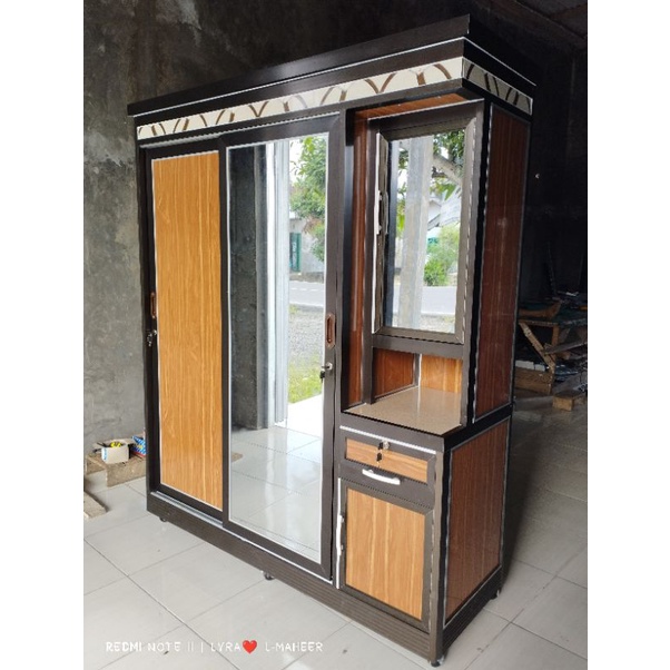 Lemari Sliding Aluminium 3 pintu Kombinasi