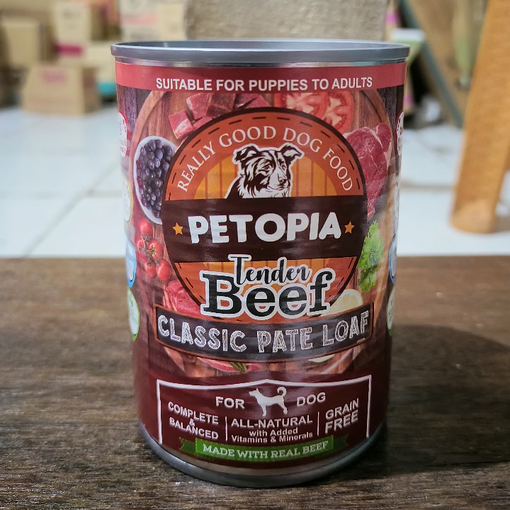 GRAB/GO-JEK ( 24 KALENG / 1 DUS ) Makanan Anjing Petopia All Stages Tender Beef 380G Wet Food