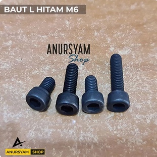 Baut L M6 Hitam | Baut M6 x 16
