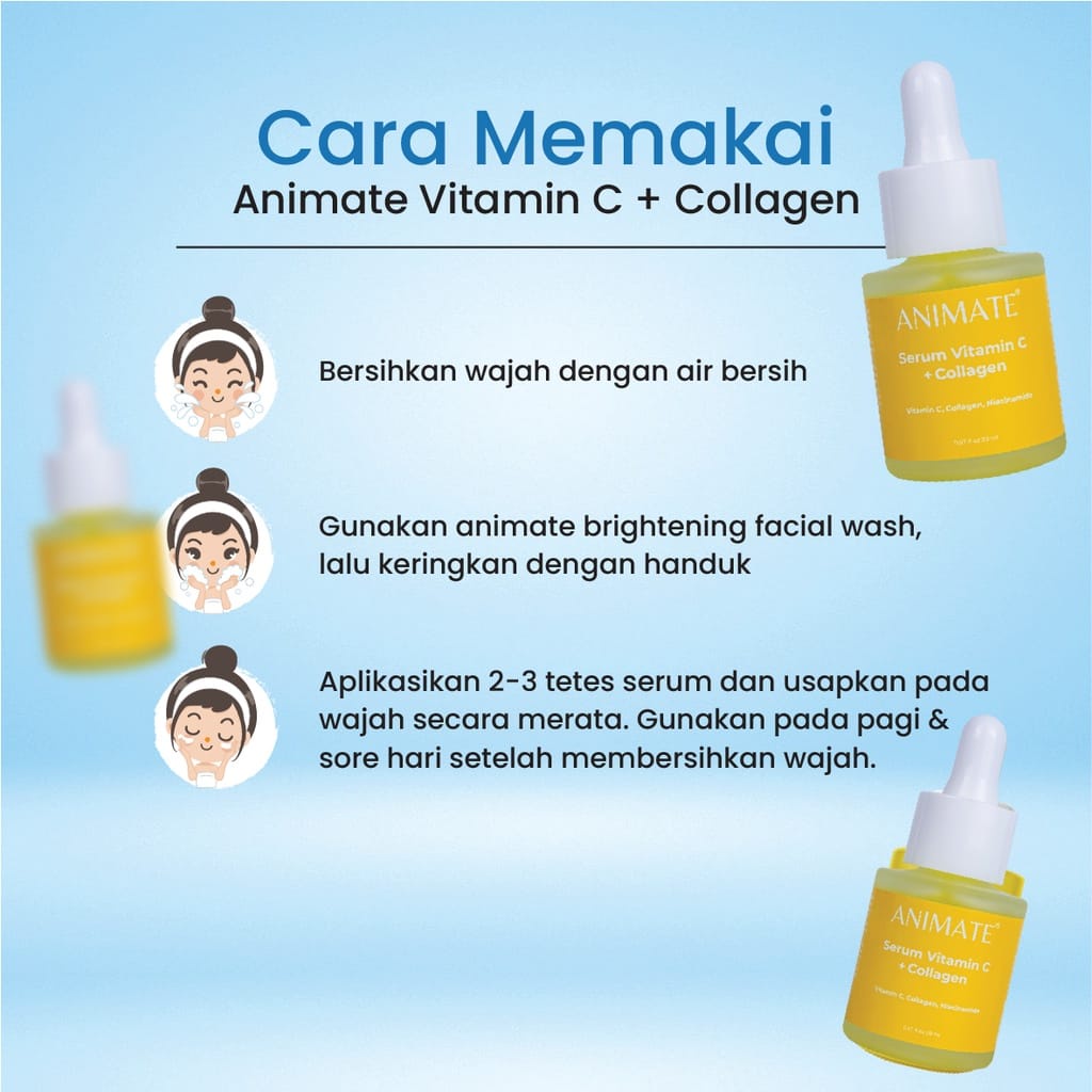 Animate Serum Vitamin C + Collagen 20 ml Original / Serum Wajah / Serum Vitamin C / Serum vit C