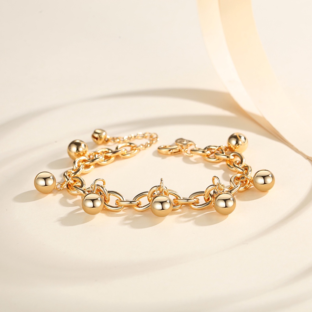 Y970 [COD✔]Gelang Rantai Titanium Liontin Bola Keberuntungan Anti Karat Mewah Aksesoris