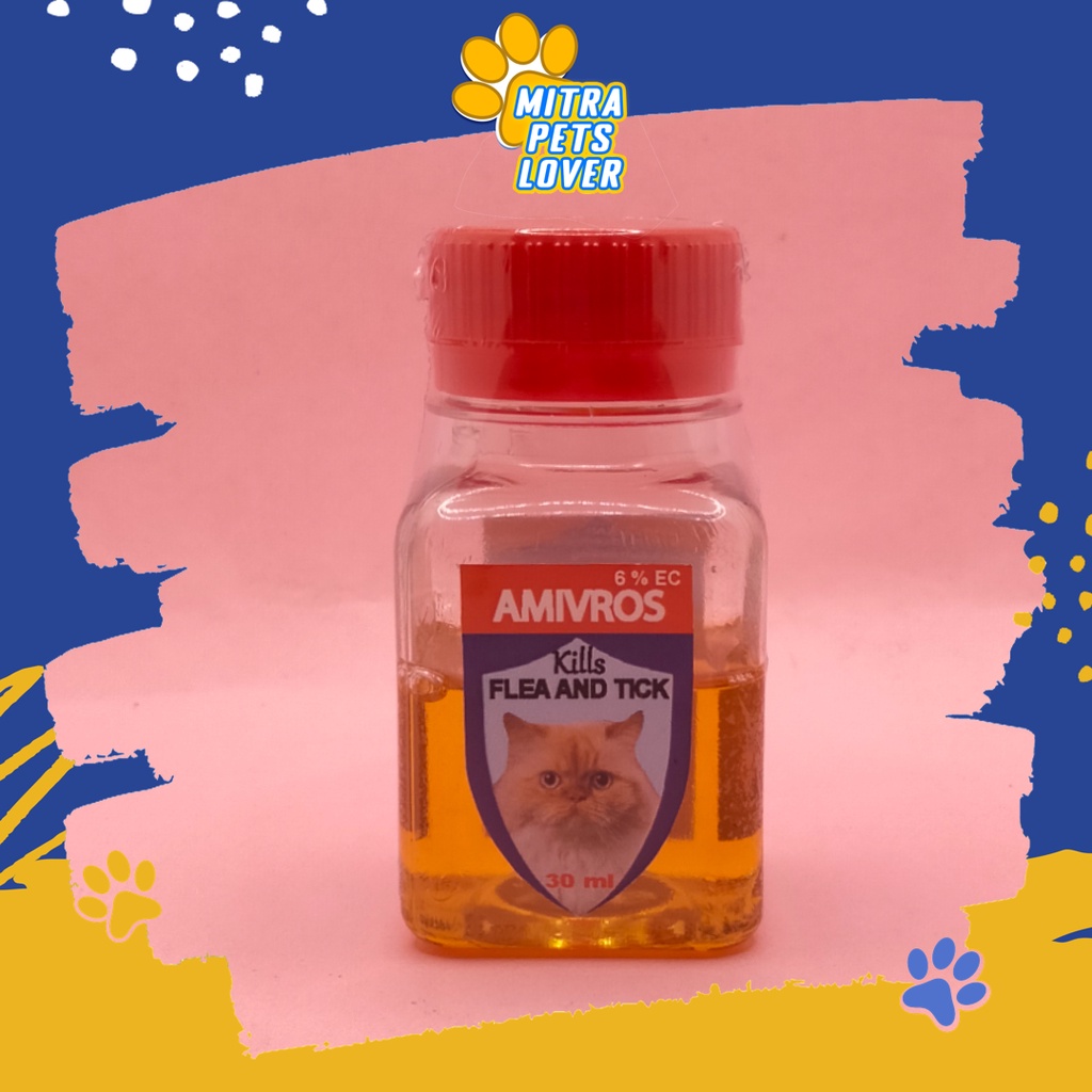 OBAT TUNGAU KUTU &amp; LARVA KUCING - AMIVROS CAT 30 ML - BASMI EKTOPARASIT SEPERTI FLEAS TICK LICE LARVA PADA KUCING MENGHAMBAT PERKEMBANGAN TELUR DARI INDUK KUTU - BERKUALITAS MURAH ORIGINAL - PET ANIMAL TAMASINDO - VITAMIN HEWAN PELIHARAAN - MITRAPETLOVER