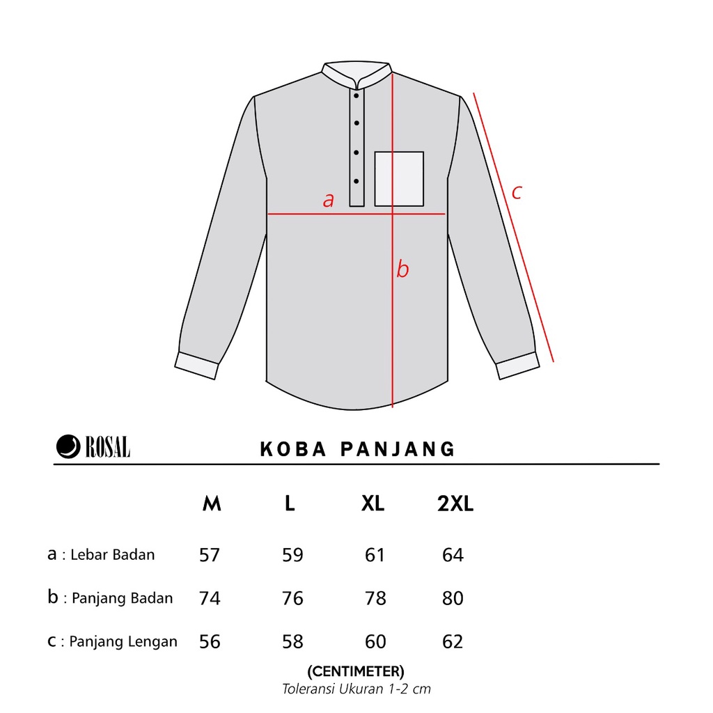 Koba Panjang ROSAL Baju Koko Basic Lengan Panjang Pria Dewasa