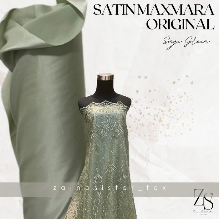 Best Seller Bahan Kain Satin Maxmara Silk Original Warna Hijau Sage Green