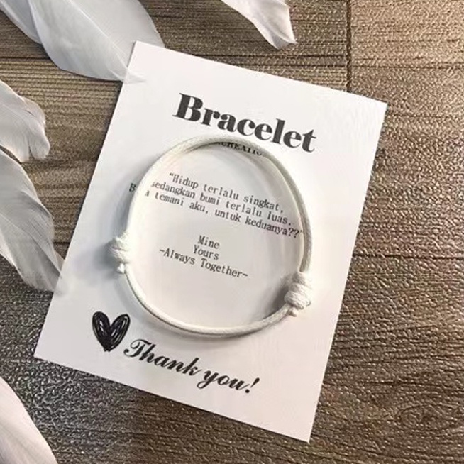 Gelang Tali Polos Tali Korea 2mm Hitam Coklat Putih - Gelang Tali Adjustable Pria Dan Wanita