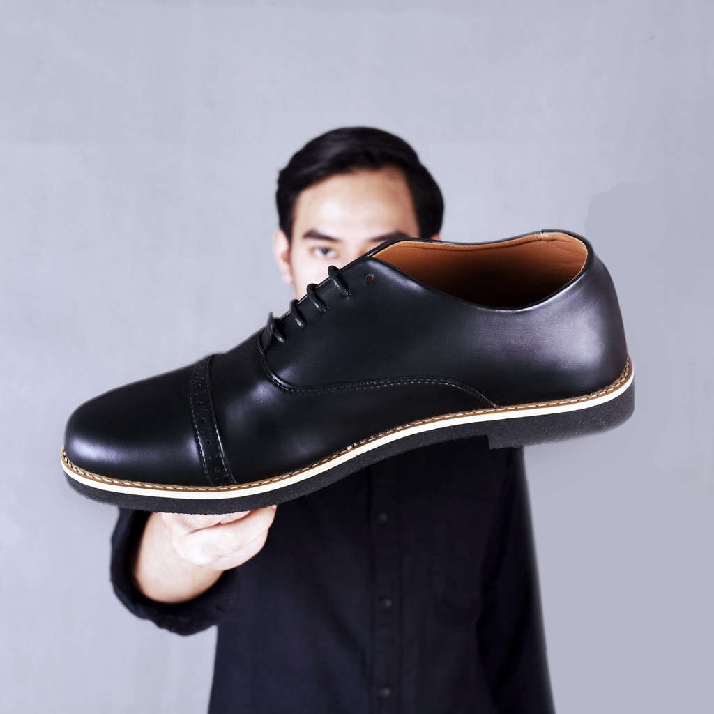 Legacy Oxford Black | Sepatu Pantofel Pria Shoes Footwear Jumbo Big Size 45-49 Besar | FORIND x Footstep