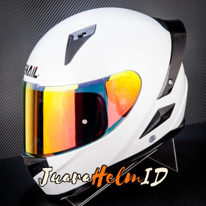 Snail Helm Ffs1 Solid / White Glossy Visor Revo Red / Fullface Storfeecaa
