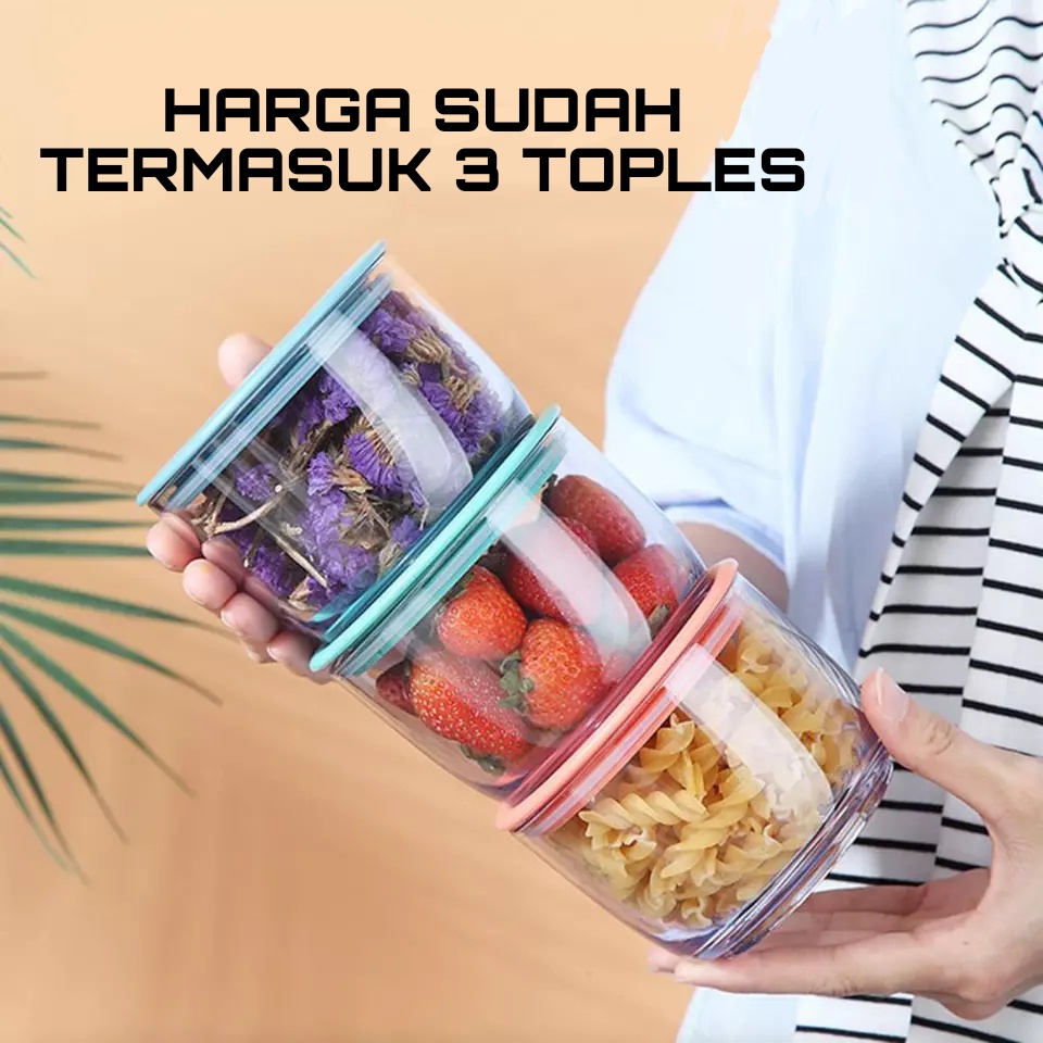 Toples Snack B-558 330 ML / Food Storage Jar Tahan Panas / Toples Transparan Bening