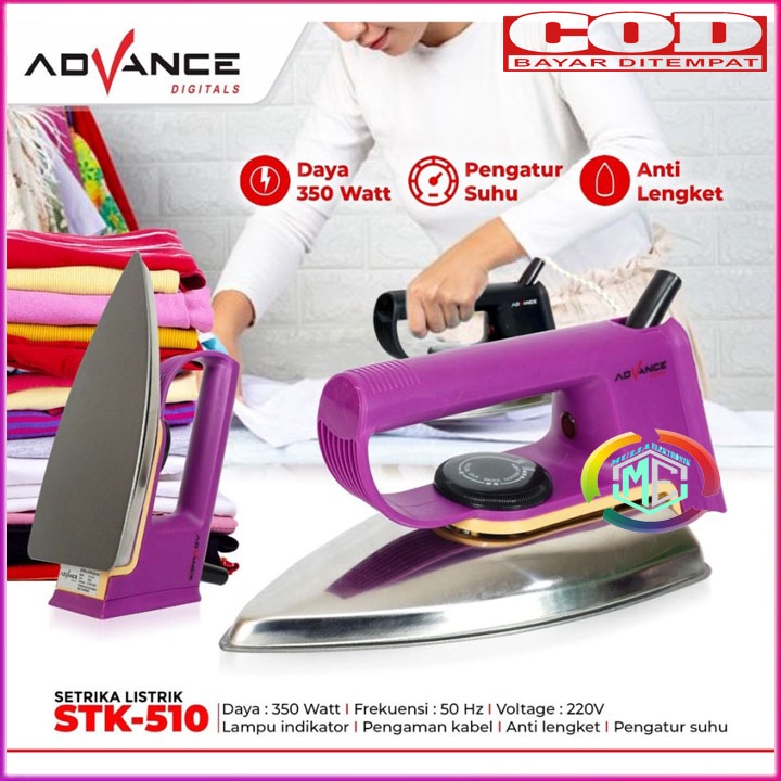 Setrikaan Setrika Listrik ADVANCE / KFlistrik STK-510 Daya 350 Watt - Anti Lengket BERGARANSI RESMI